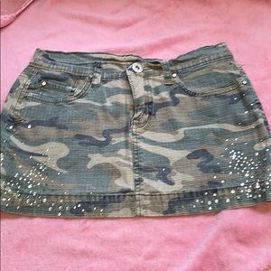 Camo rhinestone mini skirt